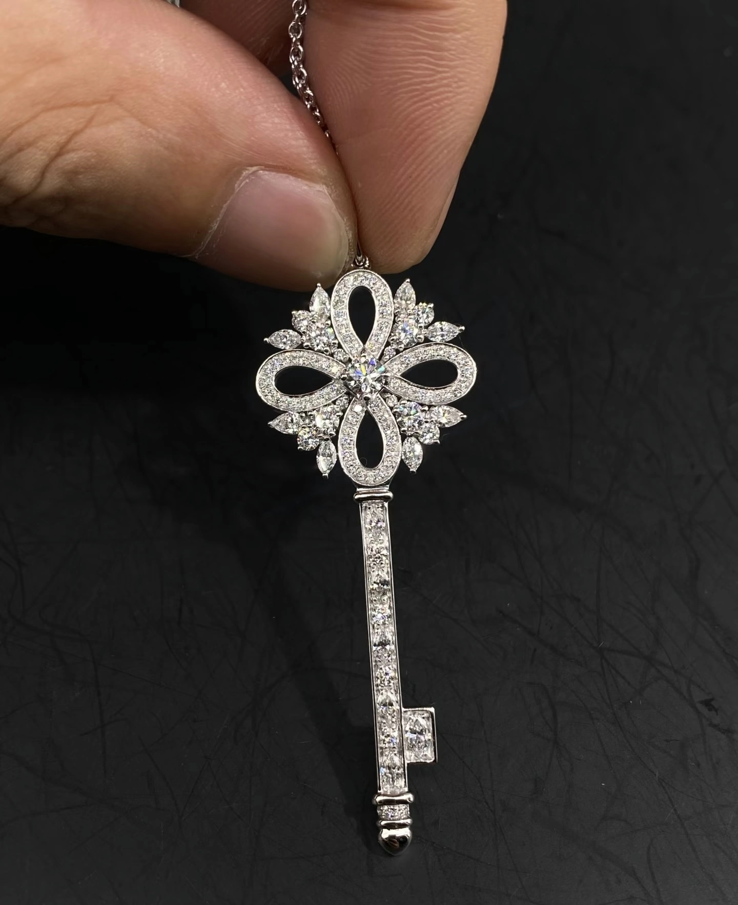Unlock Elegance: Lab-Grown Diamond Key Necklace in Platinum 1
