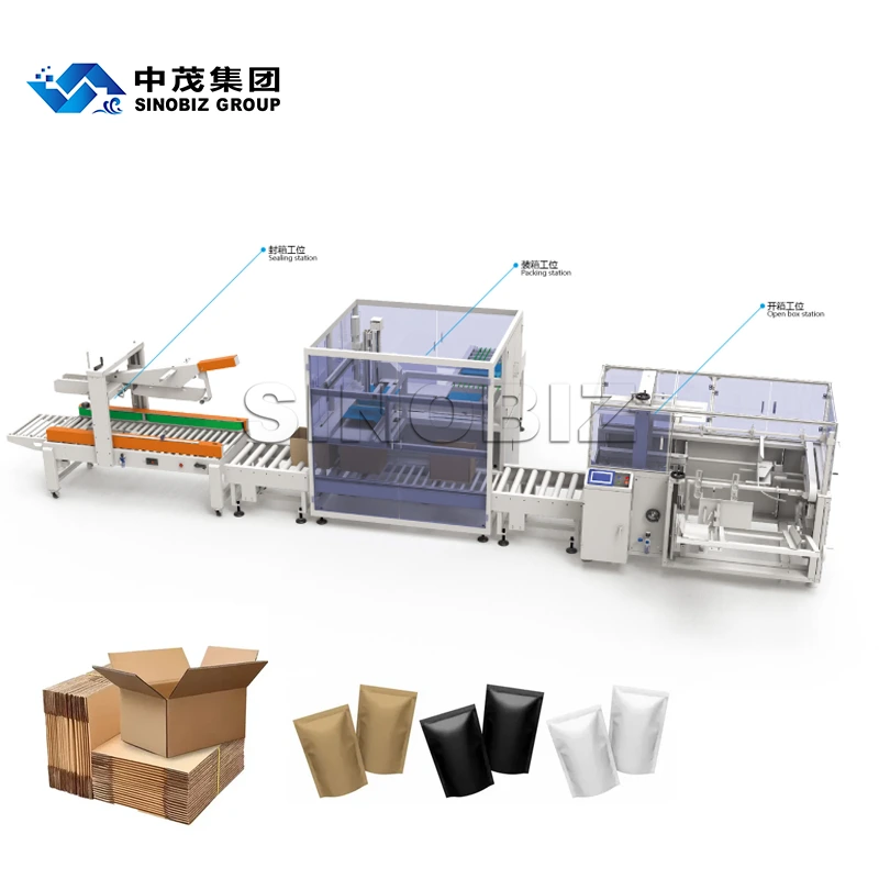 Automatic Pick and Place Case Packer All-in-One Unpacking Packing and Sealing Packaging Line 1
