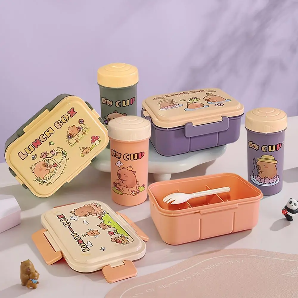 Cartoon 3-Compartment Meal Set with Bottle | Plastic Lunch Box Factory - HongXing 1