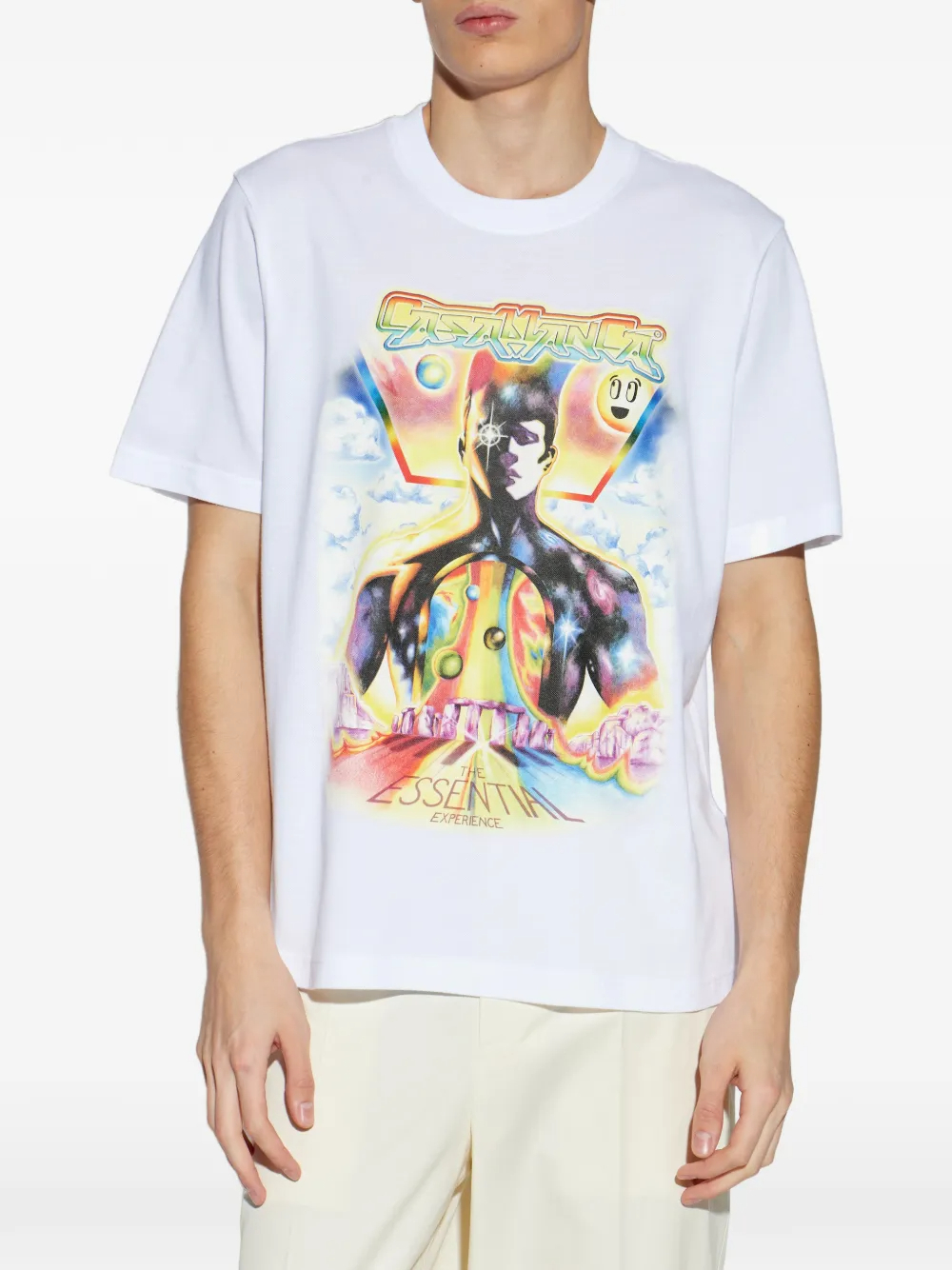 240GSM Psychedelic Abstract Figure Art-Print Cotton Crewneck T-Shirt 1