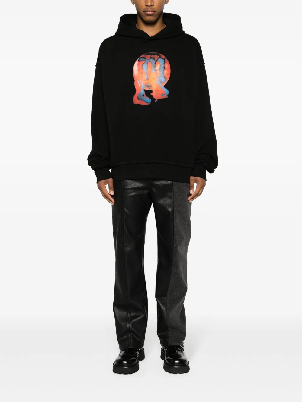 460GSM Distressed Abstract Figure Graphic Drop-Shoulder Hoodie 1