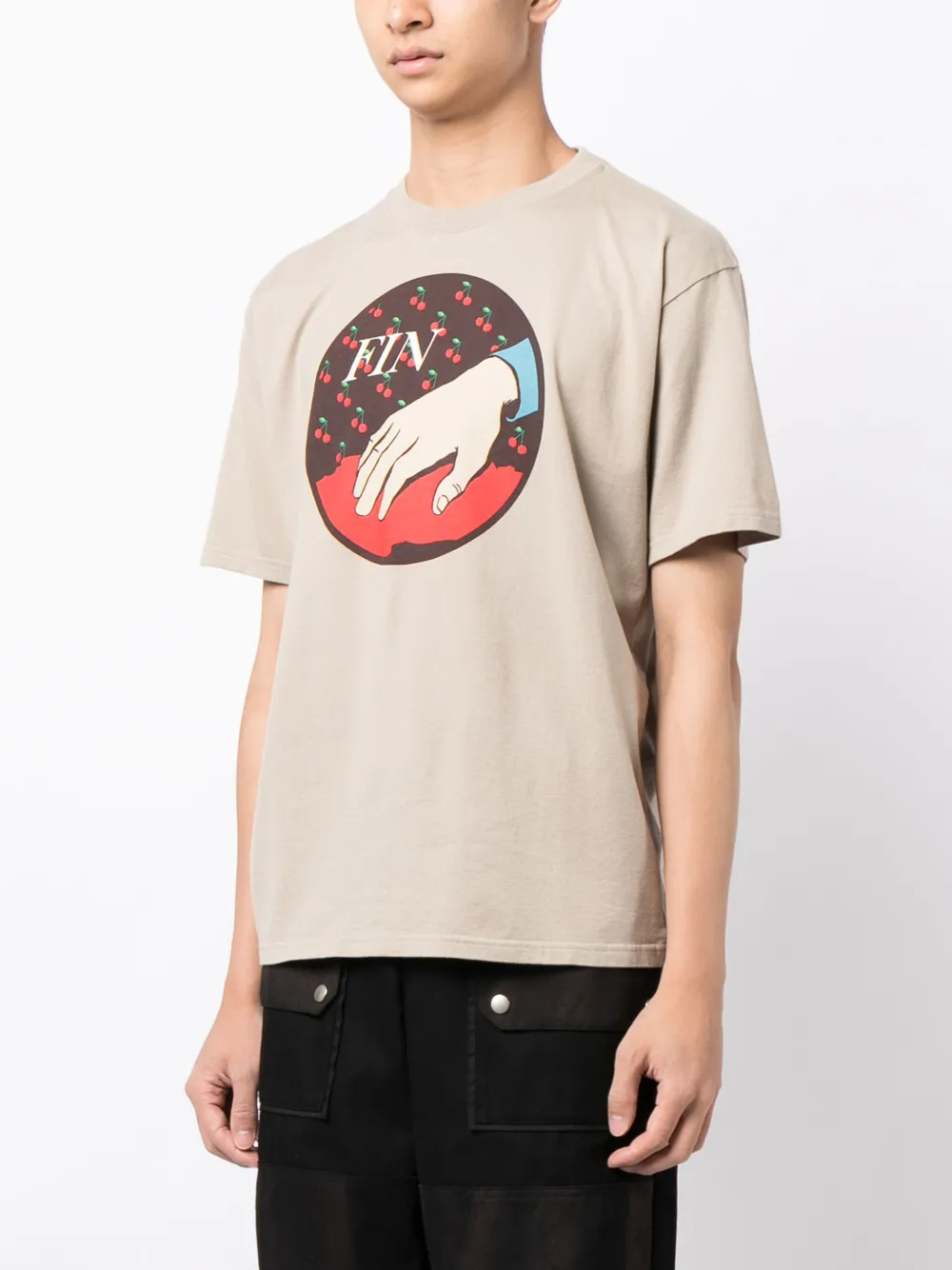 240GSM Vintage-Inspired Circle Graphic Relaxed-Fit Cotton T-Shirt 1