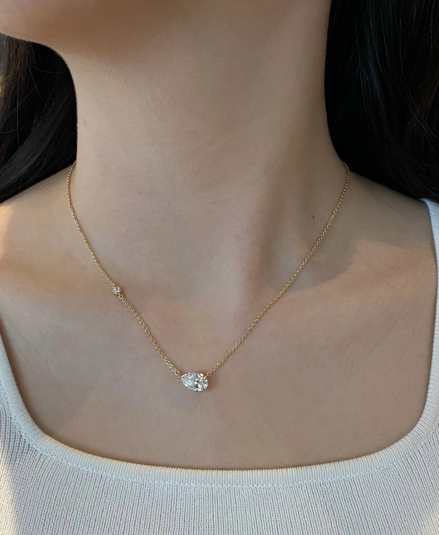 18K Lab Diamond Necklace 2ct Pear Necklace Classic pear-shaped custom necklace with IGI certificate 1