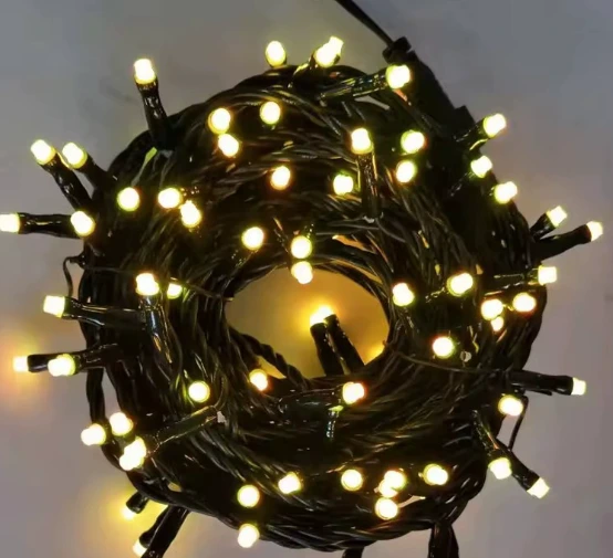 Black cord string lights with star-shaped bulbs, 9m length, 100 bulbs, outdoor decorative lights, garden lights 1