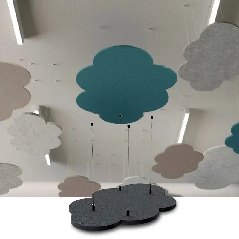 Interior Decoration Recyclable Eco-friendly Sound Proof Ceiling Wall Panel  PET Felt Acoustic Panels Clouds 1