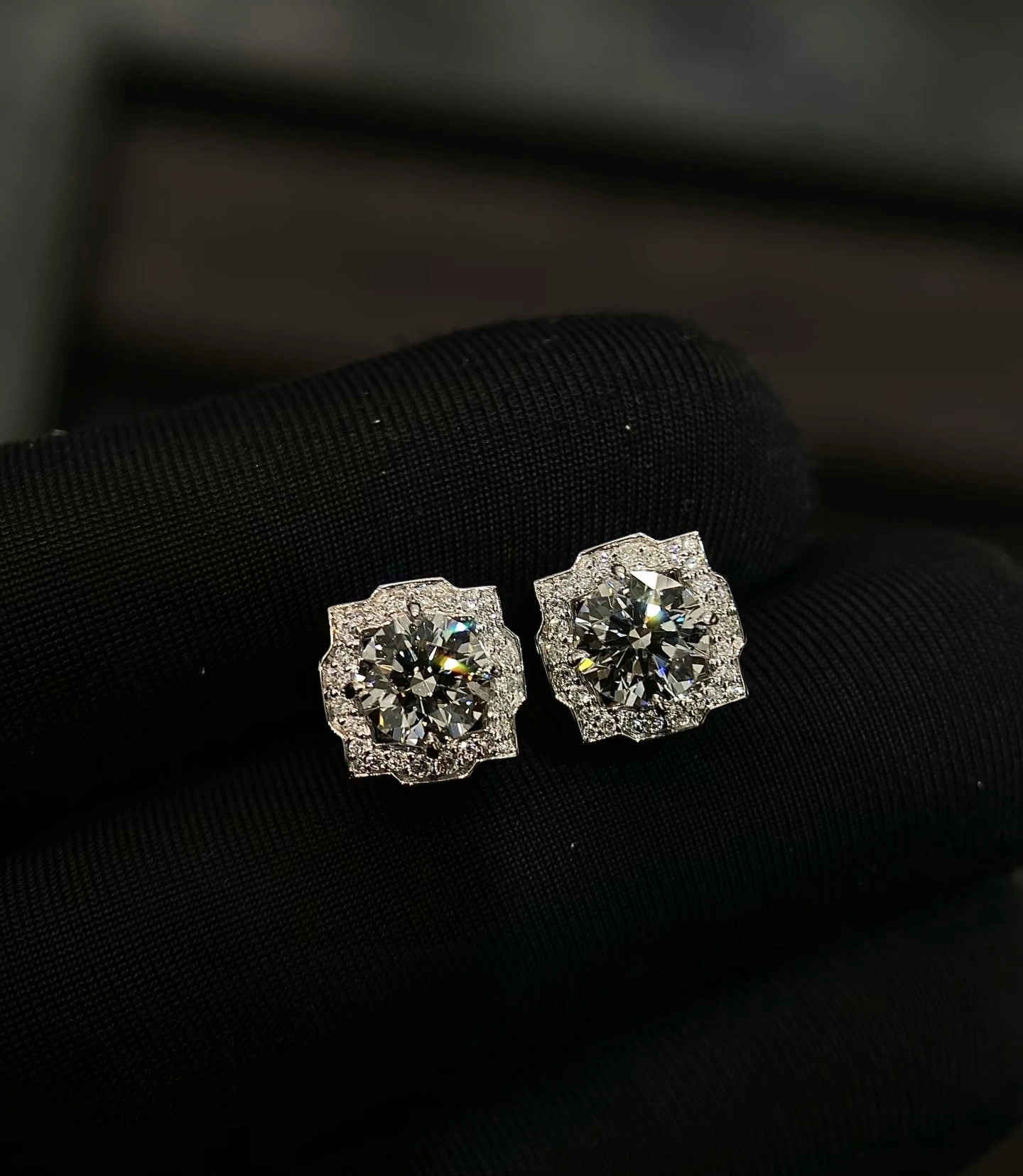 Starlight Petals Platinum Lab-Grown Diamond Stud Earrings 1
