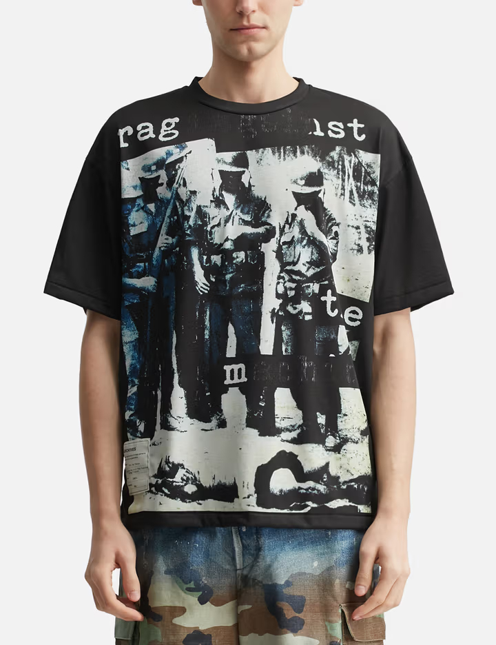 260GSM Black Oversized Crewneck T-Shirt with Front & Back Scratch Print 1