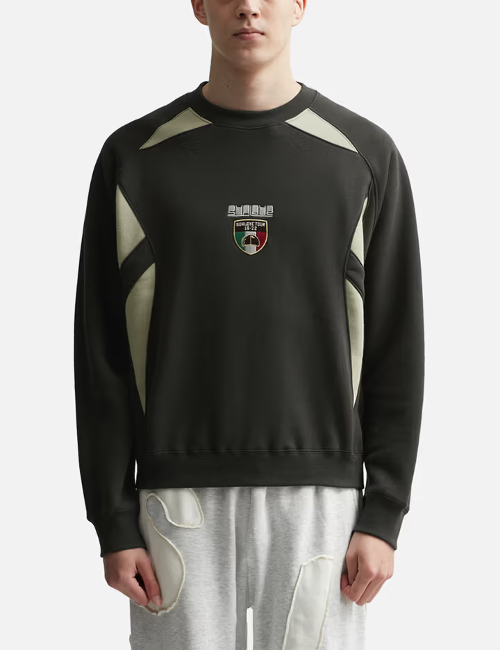 380GSM Club Crewneck Colour-Block Cotton-Blend Lightweight Raglan-Sleeve Crewneck Sweatshirt 1