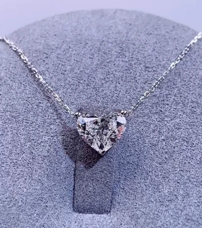 1.01 Ct Heart Cut Lab Grown Diamond Pendant Necklace in18K Yellow Gold Romantic Solitaire Design 1