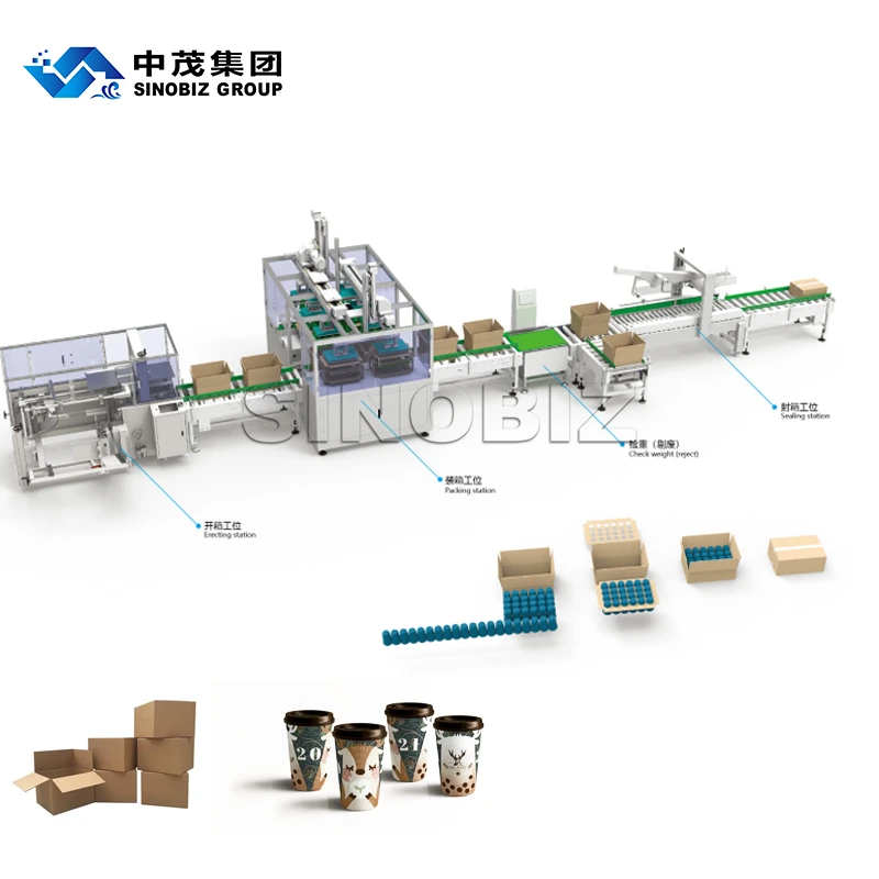 Full Automatic Milk Tea Cup Buckle Plate Packing Production Line  High-Speed Cartoning and Sealing Machine 1