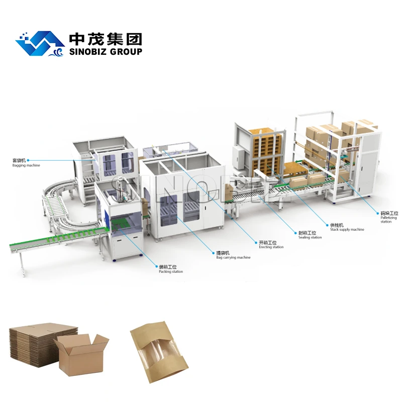 Full Automatic Bagging Bag Sealing and Case Packing Production Line Integrated Packaging Solution 1