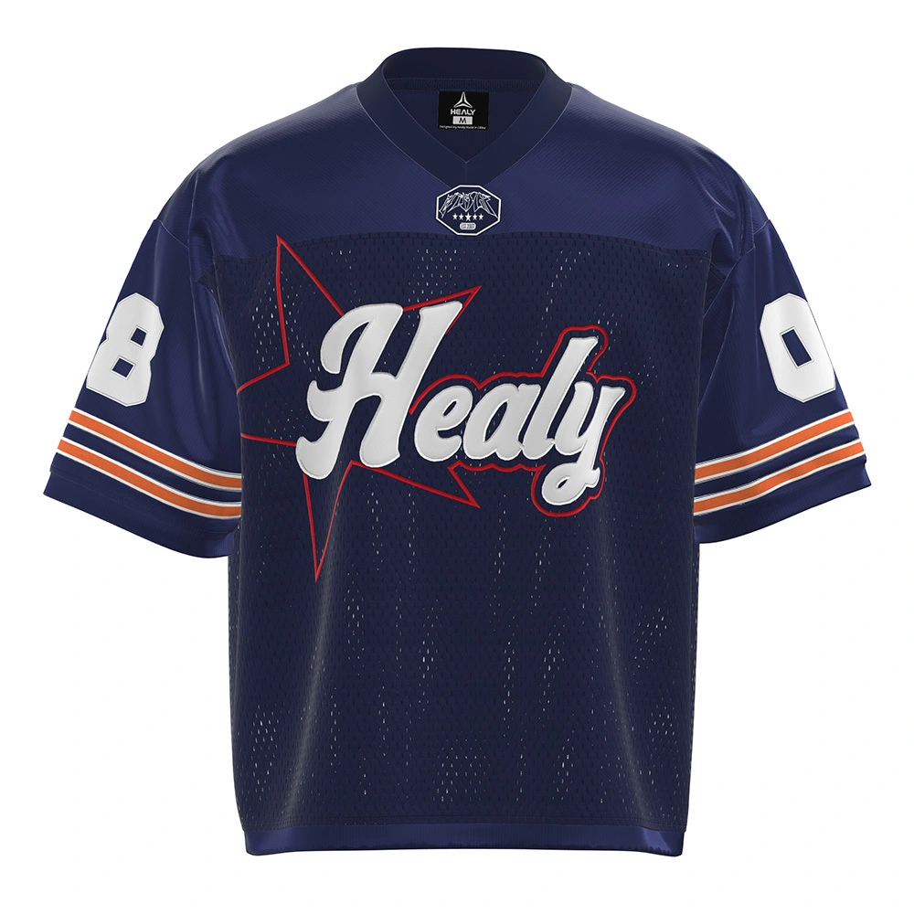 American Football Style HEALY Jersey Retro Stripe Breathable Mesh Tee Custom Color Block Fashionable Soccer Wear 1