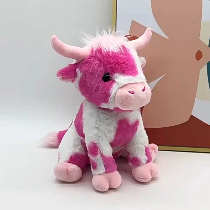 Cute Pink & White Cow Plush Doll 28cm Premium Fleece Stuffed Toy, Squishy Huggable Farm Animal, Perfect Gift for Girls & Animal Lovers 1