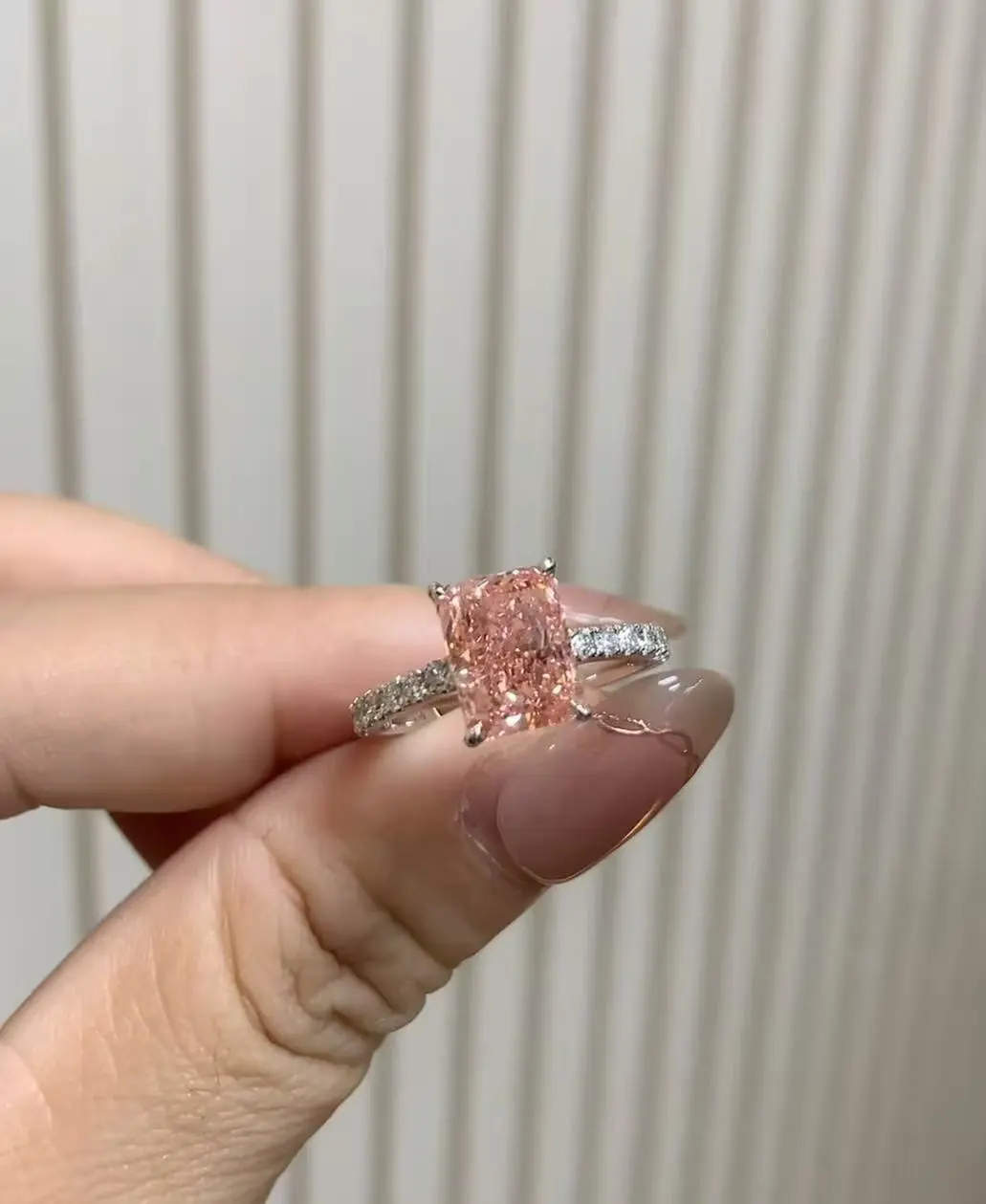 ZKZ Custom Jewelry High Quality Luxury 3CT Lab Grown Pink Diamond Wedding Ring 1