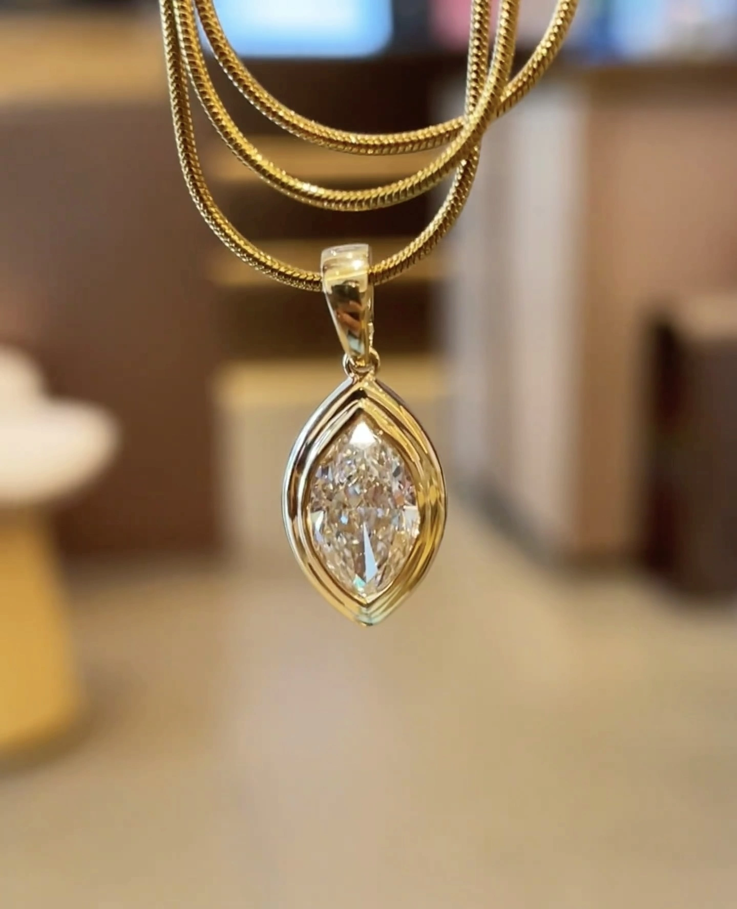 18K Lab Diamond Pendant 3ct Marquis Full package inlaying Pendant Classic pendant with IGI certification 1