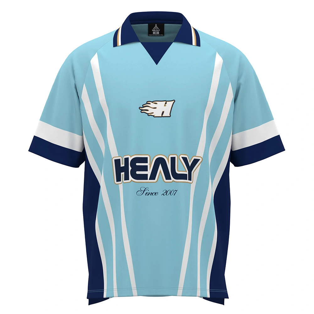 Street Wear HEALY Stripe Print V-neck Jersey Color Block Breathable Loose Tee Custom Sublimation Football Jersey 1