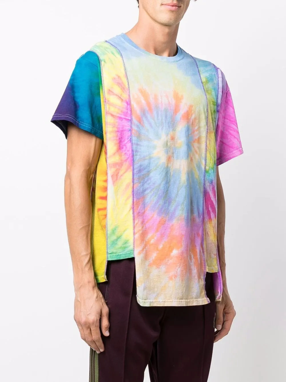 Men's Multicolor 240GSM Tie-Dye T-Shirt with Panelled Patchwork Design 1
