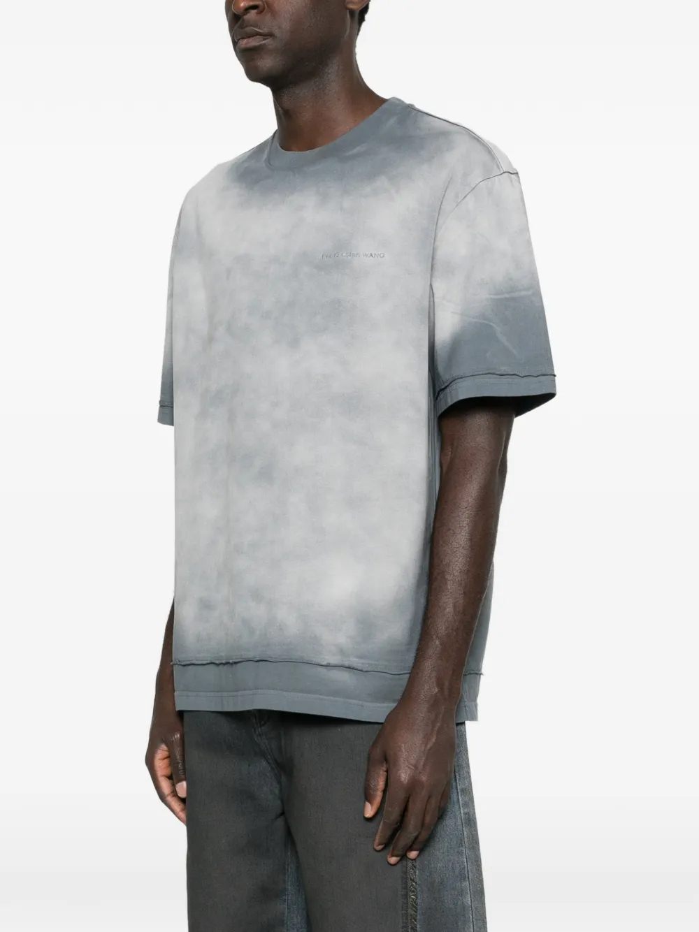 230GSM Grey Ribbed Hem & Tonal Stitching Tie-Dye Organic Cotton Crewneck T-Shirt 1