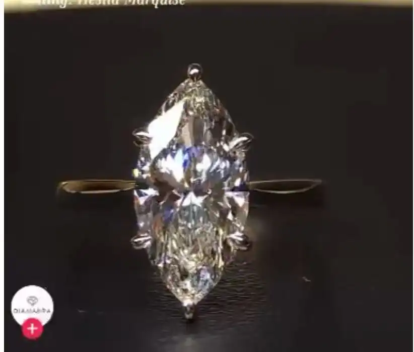 Bague en or blanc 9 carats avec diamant marquise de laboratoire certifié IGI, taille US 5 1