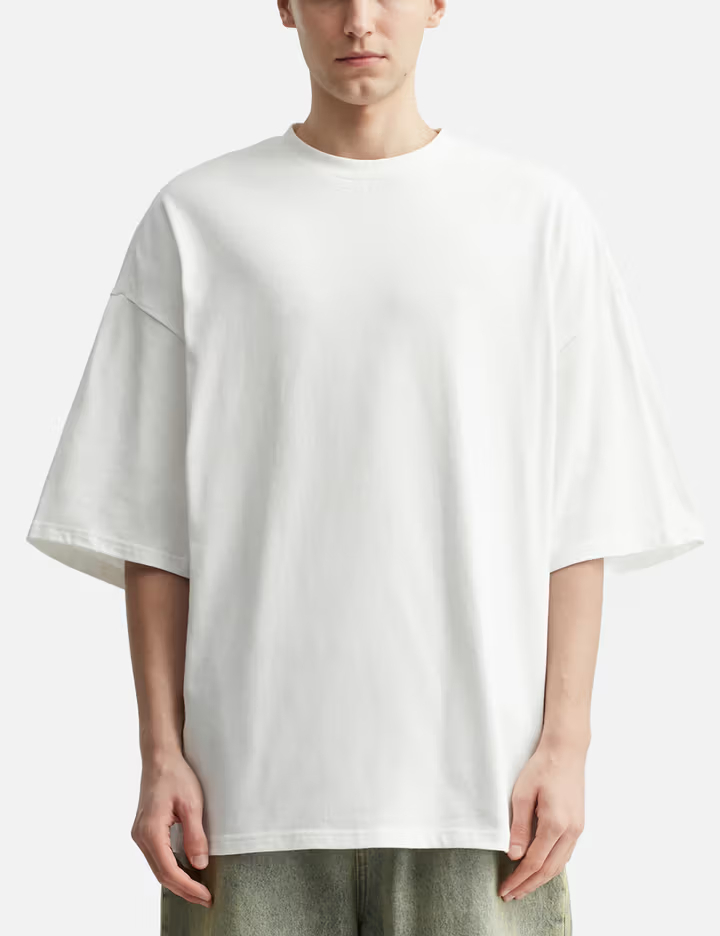 310GSM White Heavy Boxy Organic Cotton Drop Shoulder Crewneck T-Shirt 1