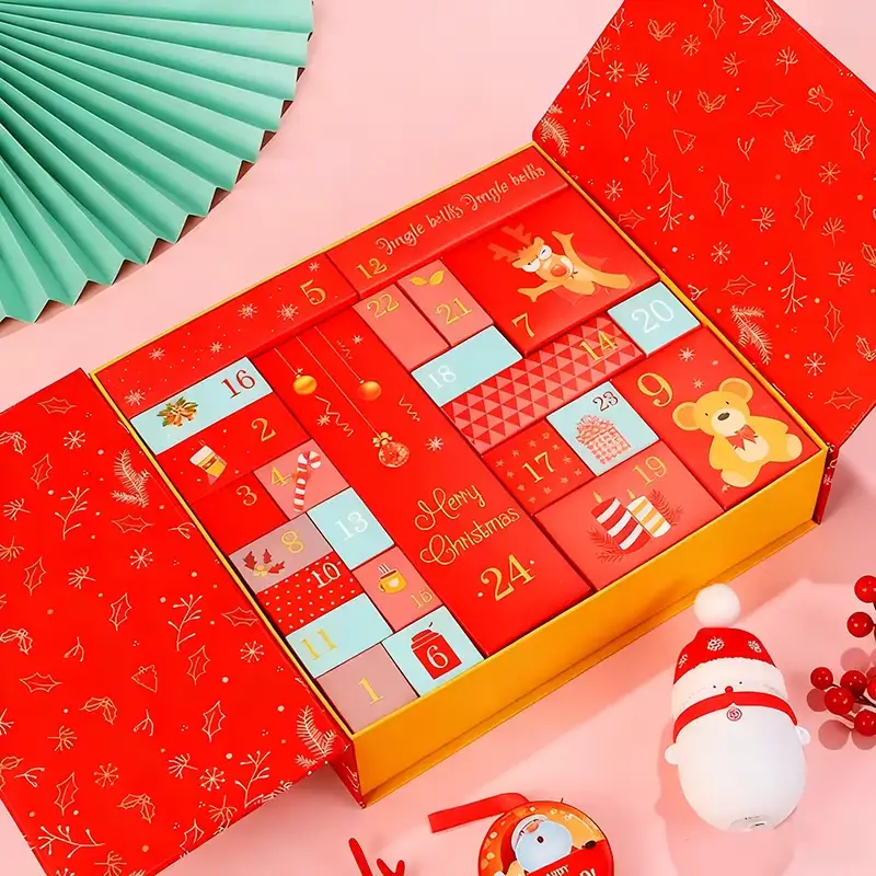صندوق تقويم قدوم قابل للتخصيص لمدة 12 يومًا، عبوة كرتونية فارغة مخصصة، هدية عيد الميلاد ورمضان، ورق كرافت، إسفنجة 1