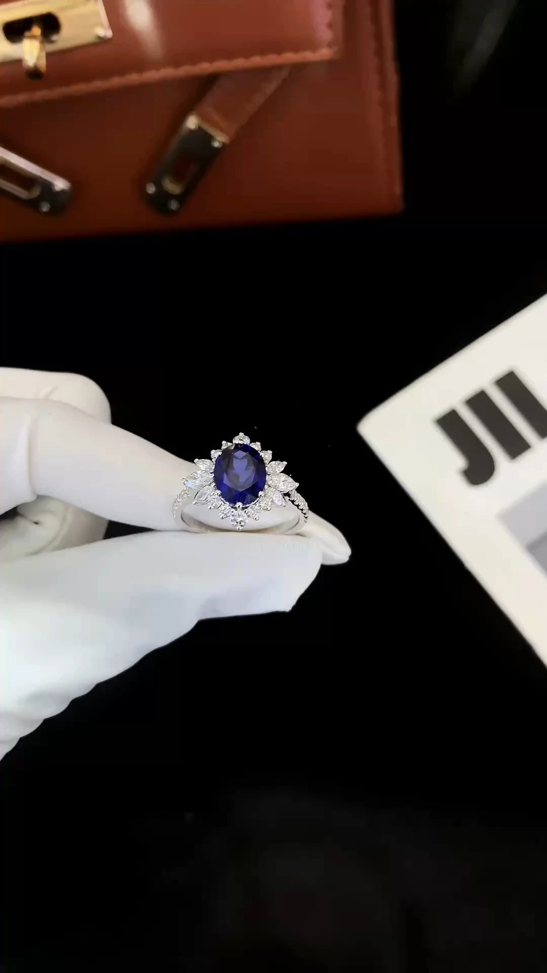 Princess Diana Ring, 5.40ct Lab-Grown Blue Sapphire Rings for Women, Halo Ring in 18K White Real Gold, Sapphire Engagement Rings for Women 1