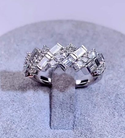 Round & Baguette Shaped Brilliant Cut Lab Grown Diamonds Half Eternity Band 1