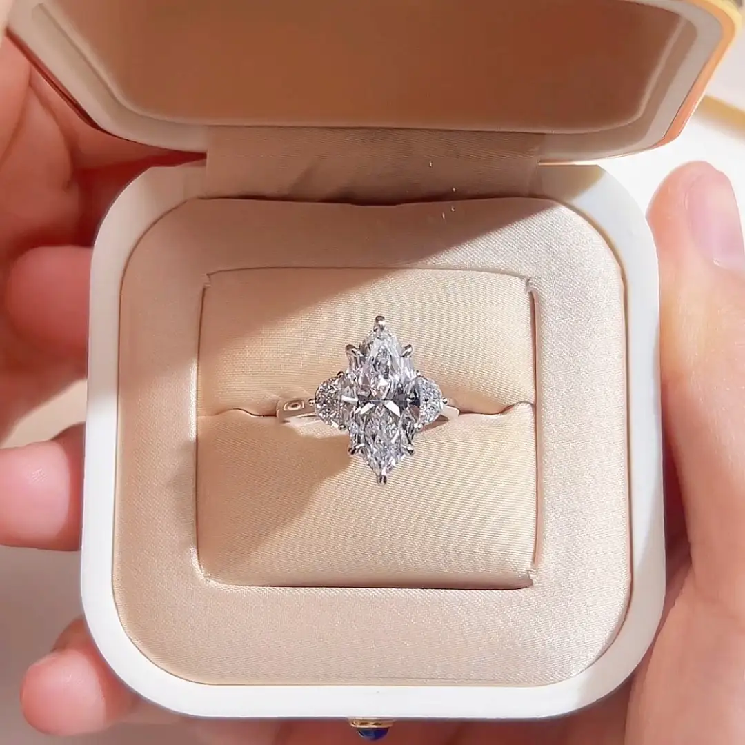 MSR-1960 18K gold Ring 3.02CT D VS1 marquise cut Lab Grown Diamond Ring IGI Certificate Messi Jewelry 1