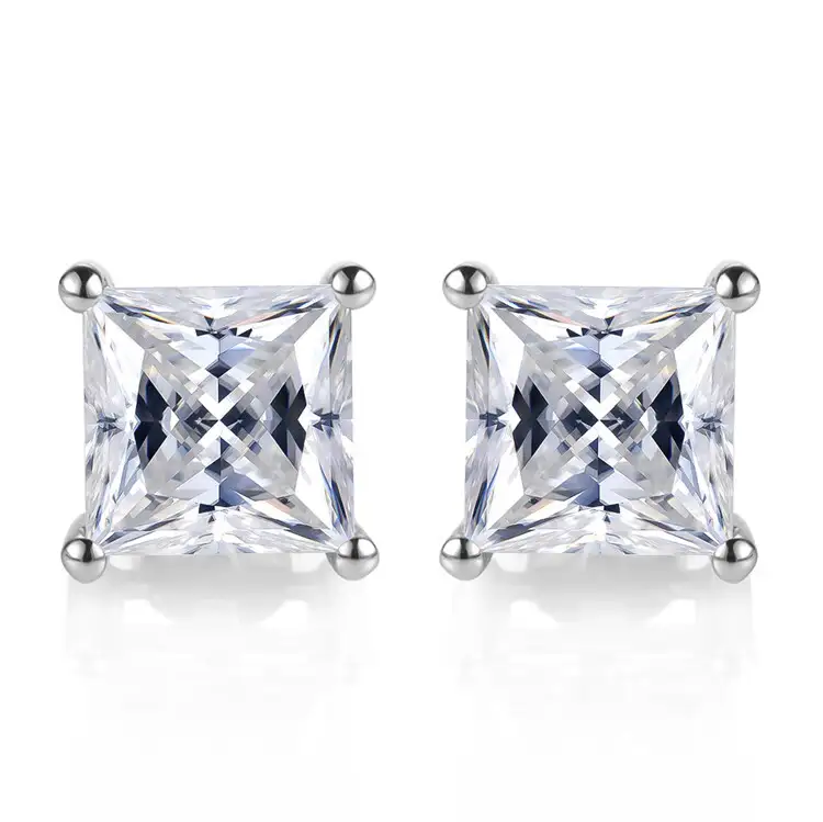 1.72CT E VVS2 Princess Lab Diamond, 3.49CT in total, 18K Gold Earring 1