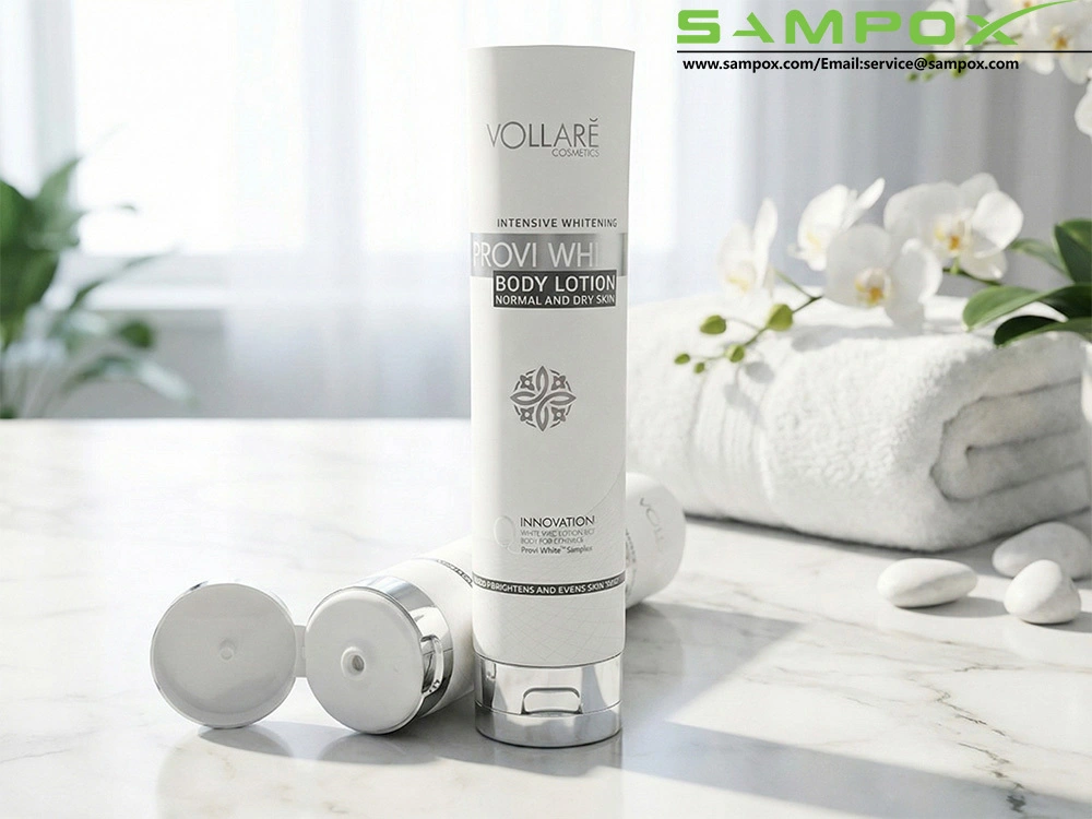 White PBL Body Lotion Tube with Silver Hot Stamping 250ml 50mm 1