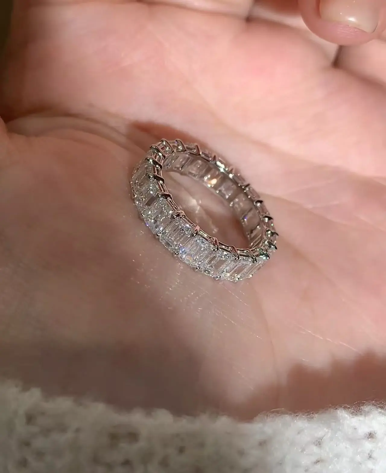 18K Lab Diamond Ring 3ct Emerald Ring Customized luxurious row of rings Classic girl's ring 1