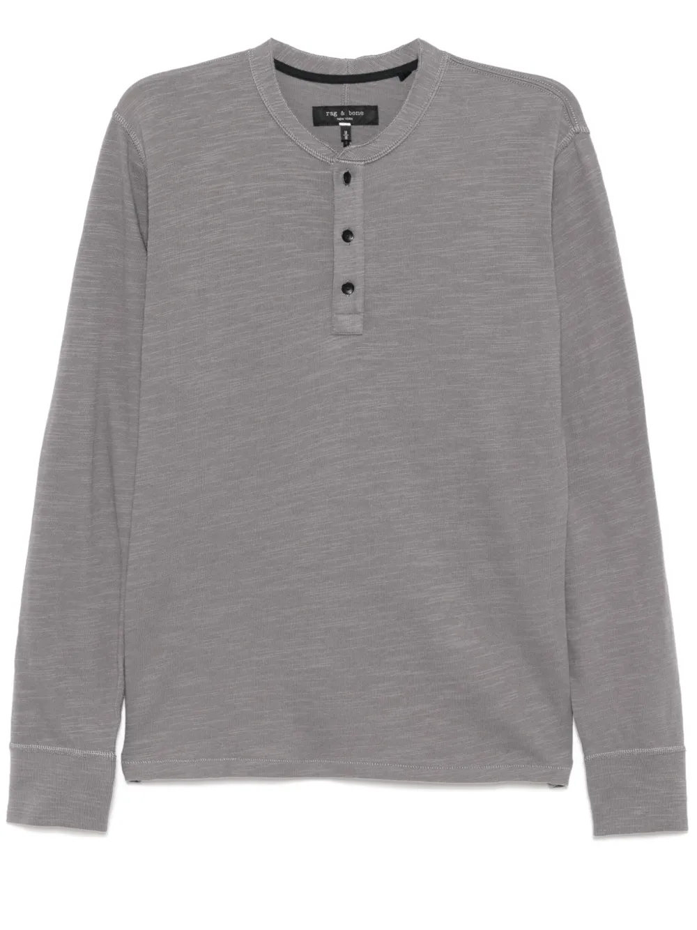 Men's Cool Grey 260GSM Heavyweight Cotton Long-Sleeve Henley Shirt with Button Placket 1