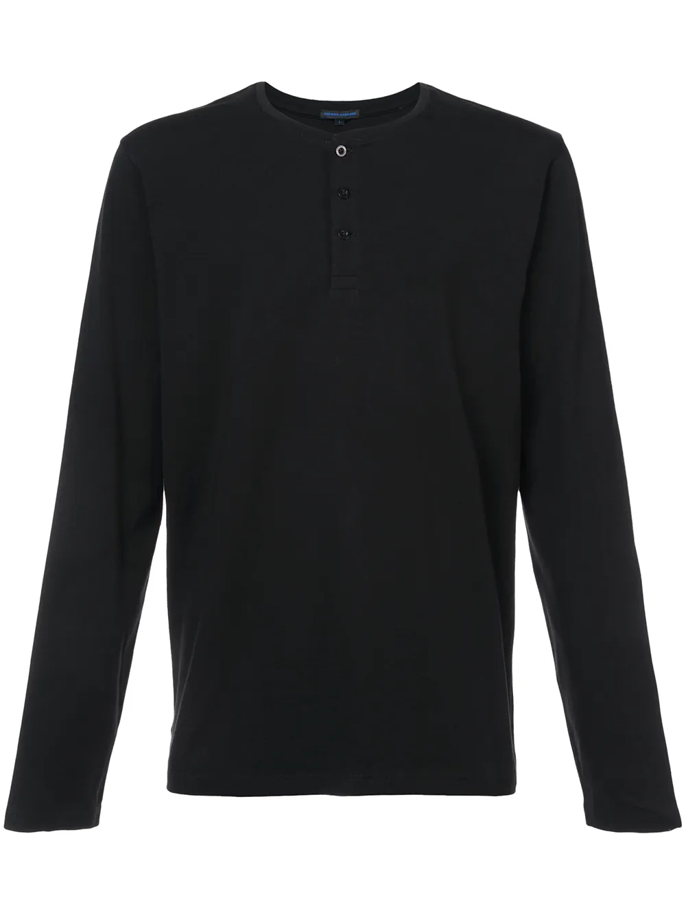 Men's Black 260GSM Stretch Cotton Blend Long-Sleeve Henley T-Shirt with Half Button Placket 1
