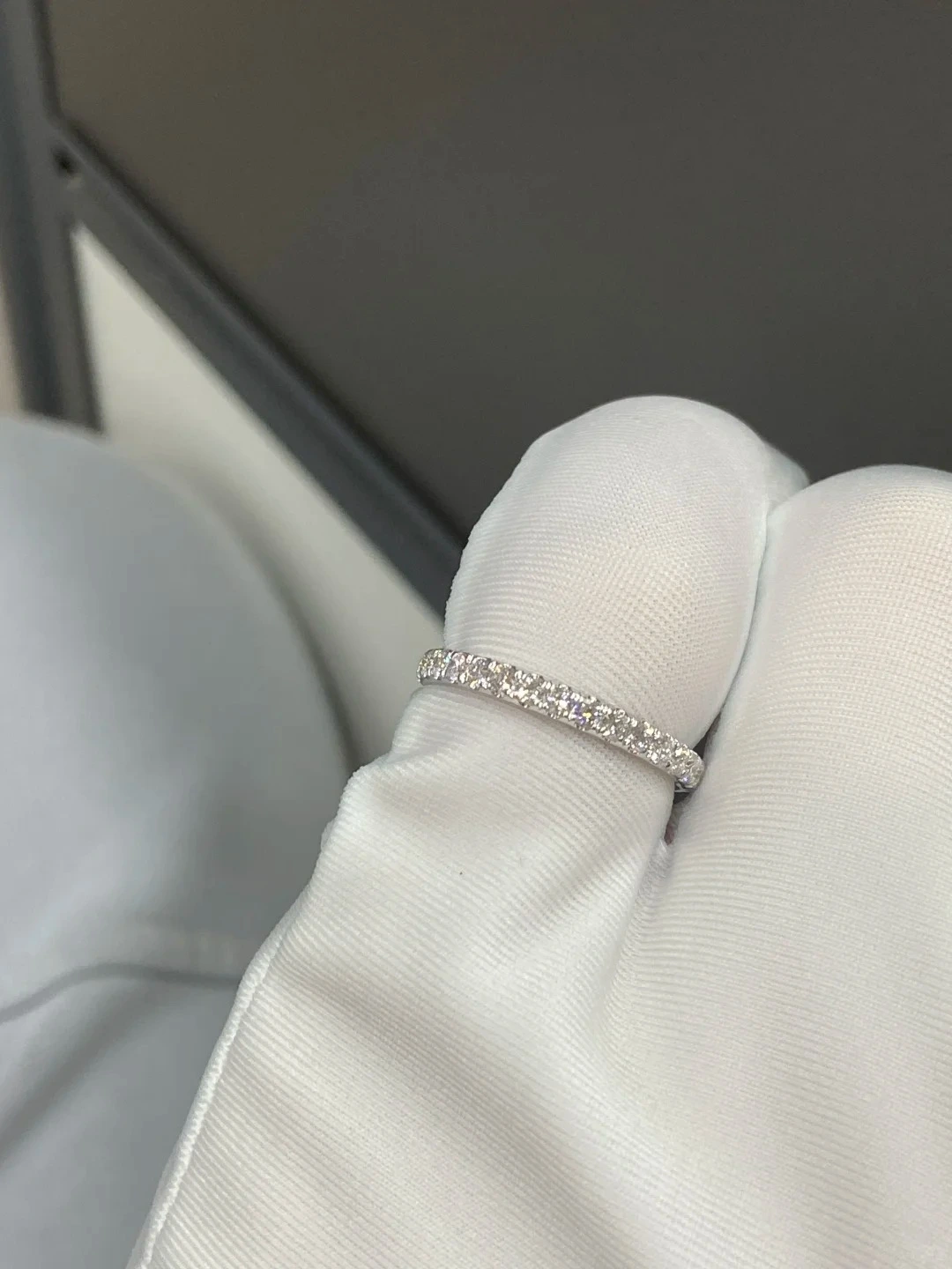 18K White Gold Lab-Grown Diamond Pave Eternity Ring, Engagement Band, Versatile for Stacking & Perfect for Daily Wear 1