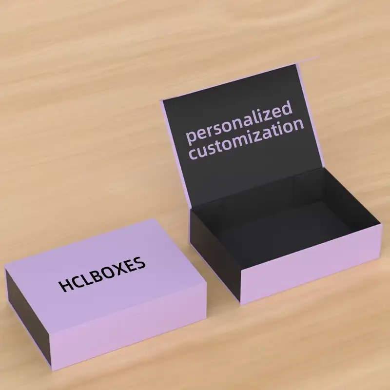 طقم هدايا لقطع الشعر القابلة للطي مع إغلاق مغناطيسي، مصنوع من ورق مقوى صديق للبيئة ومغلف بطبقة لامعة غير لامعة. 1