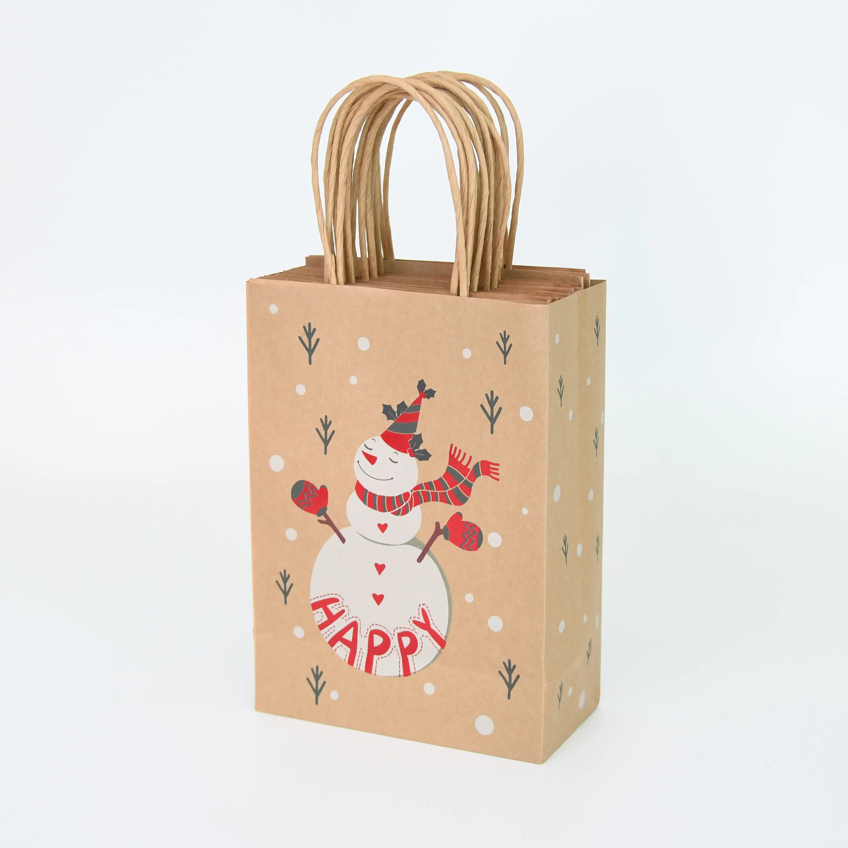 Christmas Paper Gift Bags Cartoon Reindeer Snowman Eco Friendly 1