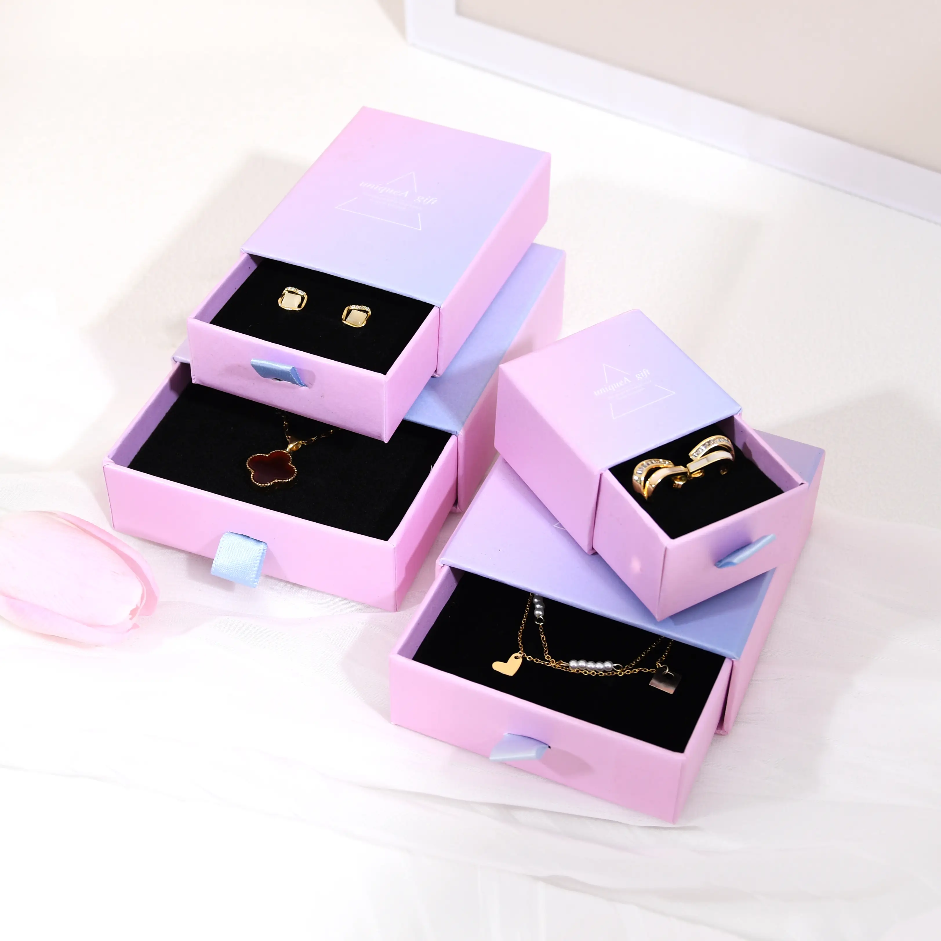 Paper Jewelry Drawer Box Layered Storage Custom Eco Friendly 1