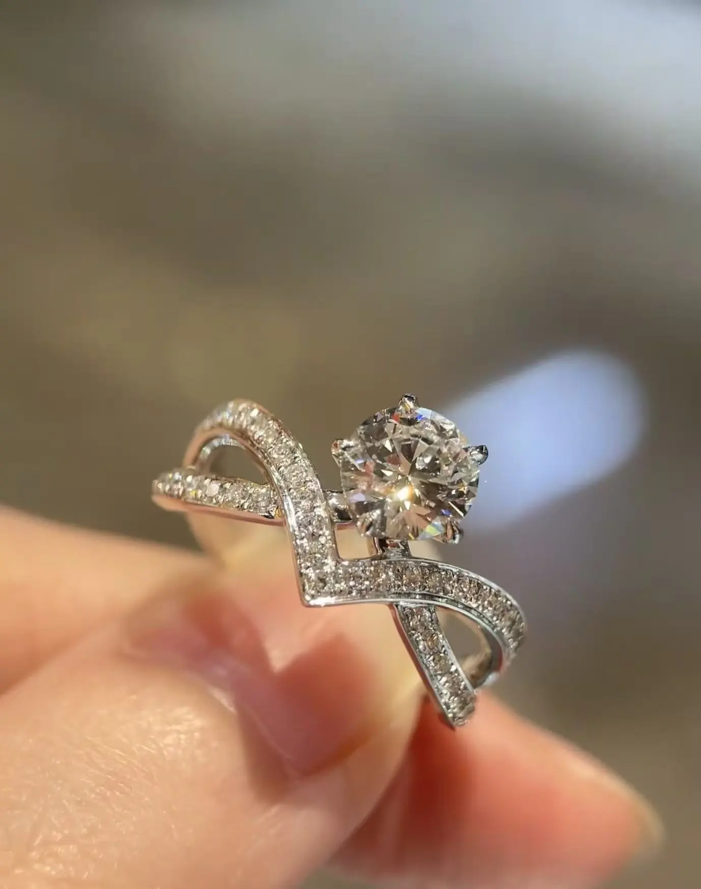 ZKZ Custom Jewelry 18K White Gold Lab Grown Round Diamond Engagement Ring With IGI Certified 1