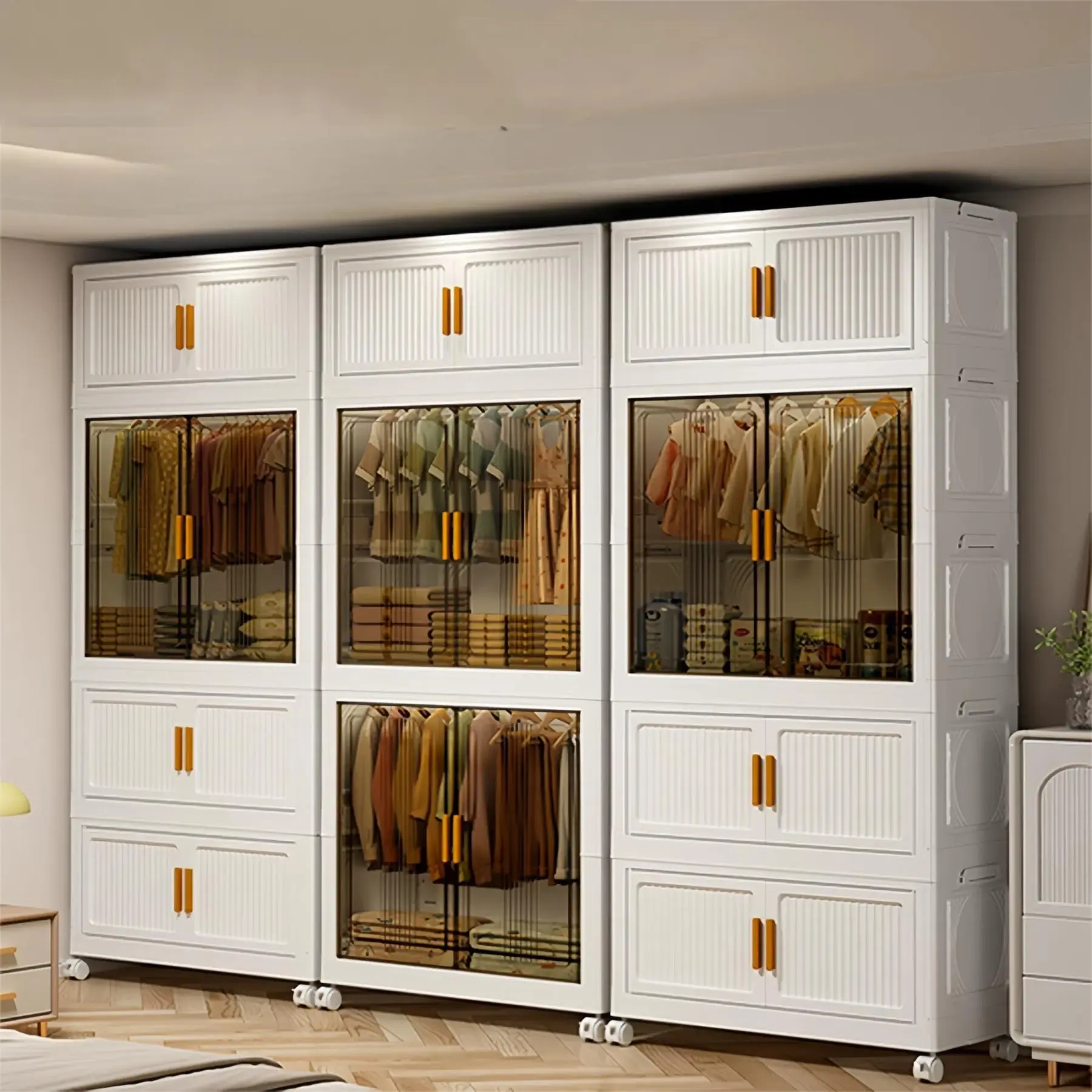 Hongxing Foldable Plastic Wardrobe，Nordic-Style Foldable Multi-Layer Storage Cabinet 1