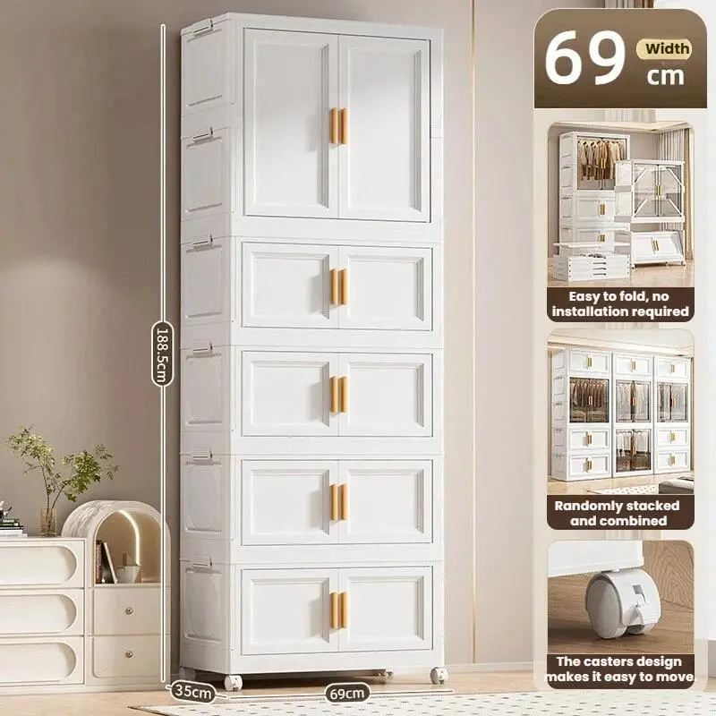 White European-Style Multi-layer Wardrobe Cabinet | Modular Plastic Wardrobe Factory - HongXing 1