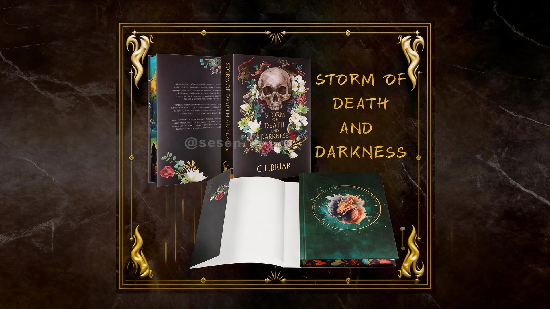 Dark Romance Novel with Foil Dust Jackets, Colored Art Endpages, and Sprayed Edges 1