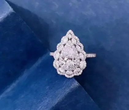 メッシジュエリー カスタマイズ 2CT ペアシェイプ ラボダイヤモンドリング ウミダ様専用 1