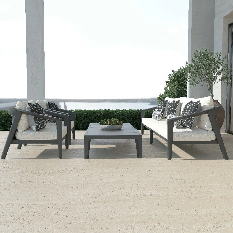 Defaico Aluminum Outdoor Rattan Lounge Seating Set with Cushion 1