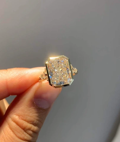 5.67Ct K Gold Radiant Lab Grown Diamond Engagement Ring 1