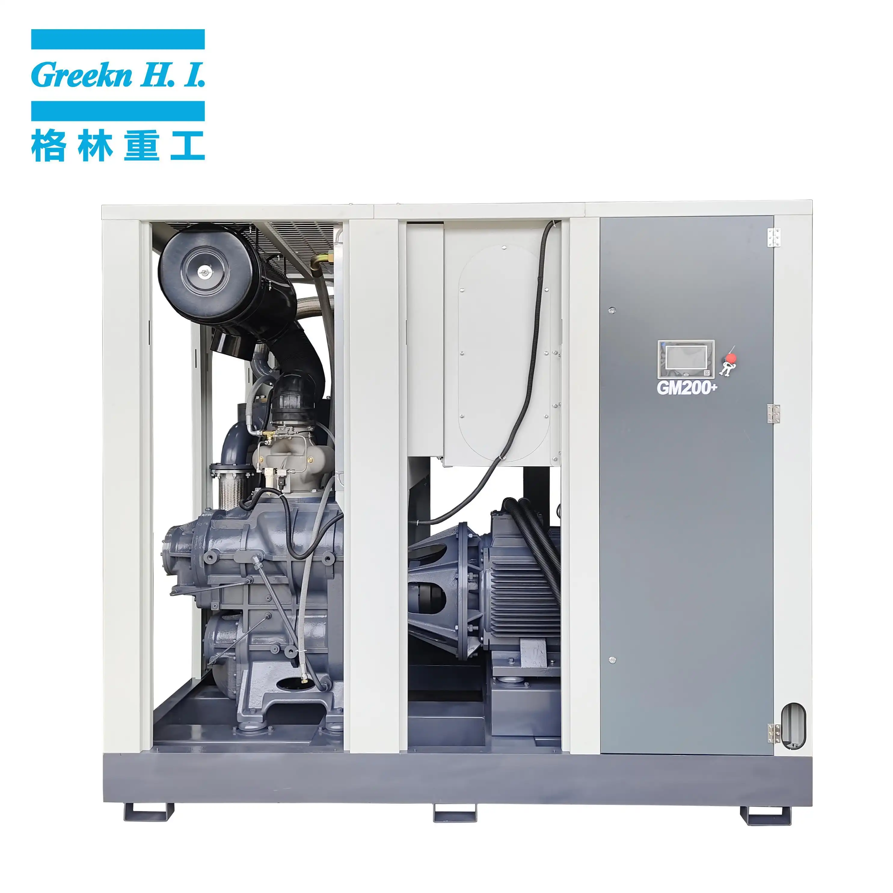 Compresor de aire de tornillo industrial Greekn HI GM200+ de 200 kW con imán permanente y velocidad variable 1