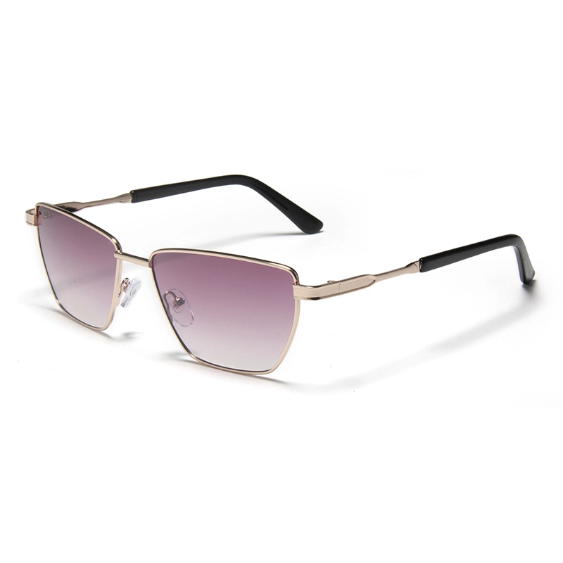 Солнцезащитные очки YJ407 «Кошачий глаз» в элегантном металлическом исполнении — двухцветный дизайн с черными дужками и пастельными градиентными линзами для современных женщин. 1