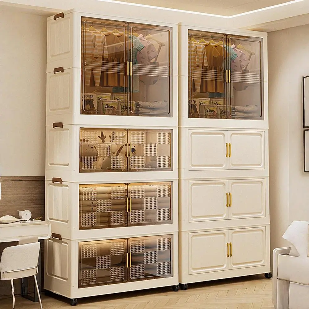 Hongxing Plastic Storage Cabinets for Clothes，Double-Door Transparent Storage Cabinet 1