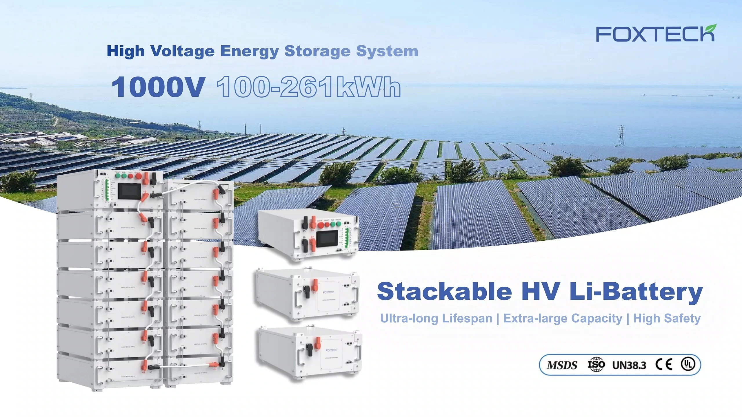 Système de stockage d'énergie LiFePO4 haute tension Foxtech 100-261 kWh 1000 V pour une utilisation multiscénarios 1