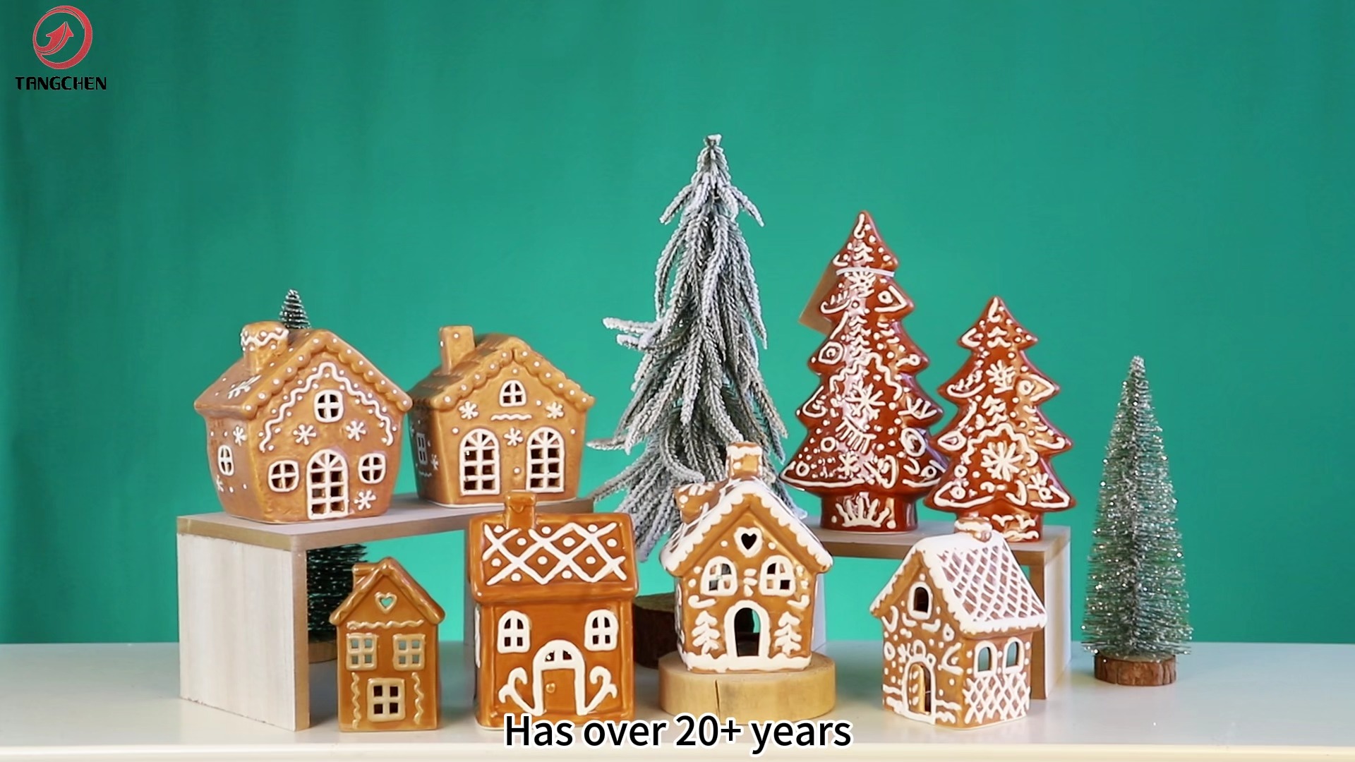 Ceramic Christmas Gingerbread House Kit Mini Village Buildings Ornaments Home Table Decor Xmas Party Holiday Gift
