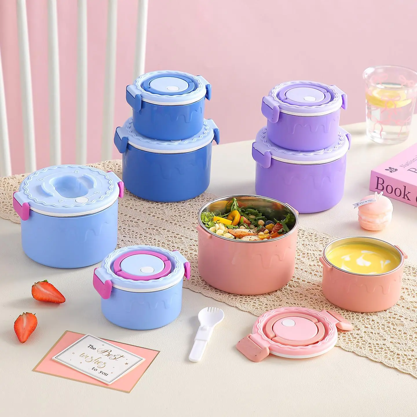 Cake Round Stainless Steel Double-Layer Lunch Box | Plastic Lunch Box Factory - HongXing 1